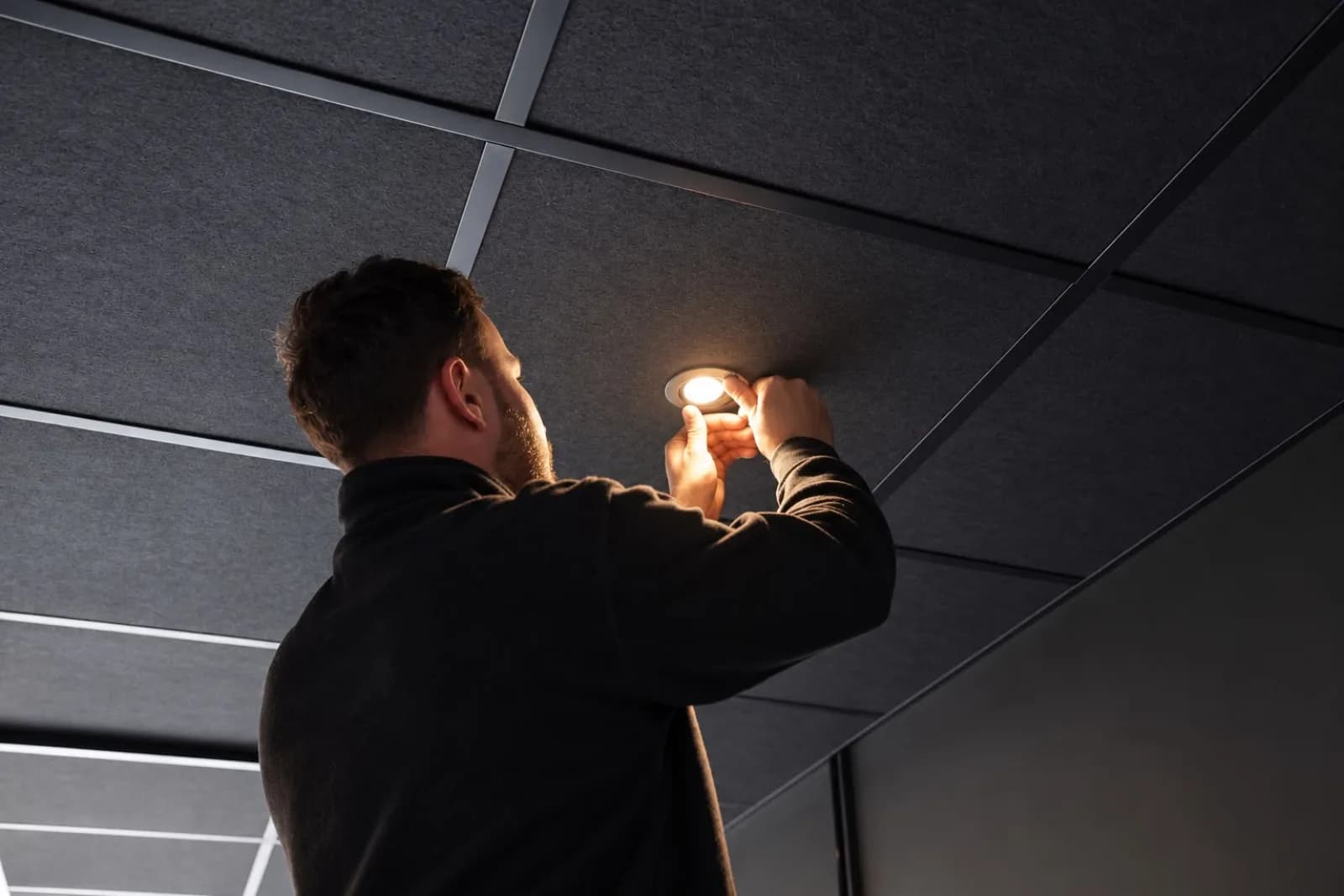 Fitting a downlight into a commercial ceiling