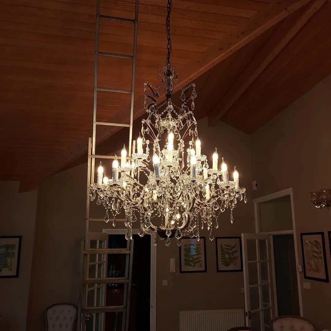 Installed crystal chandelier